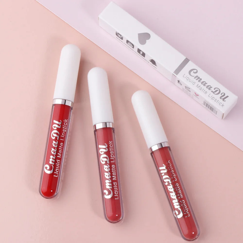 Sexy Long Lasting Velvet Matte Lip Gloss Rose Liquid Lipstick Makeup Women Beauty Red Nonstick Cup Waterproof Lip Gloss 18 Color