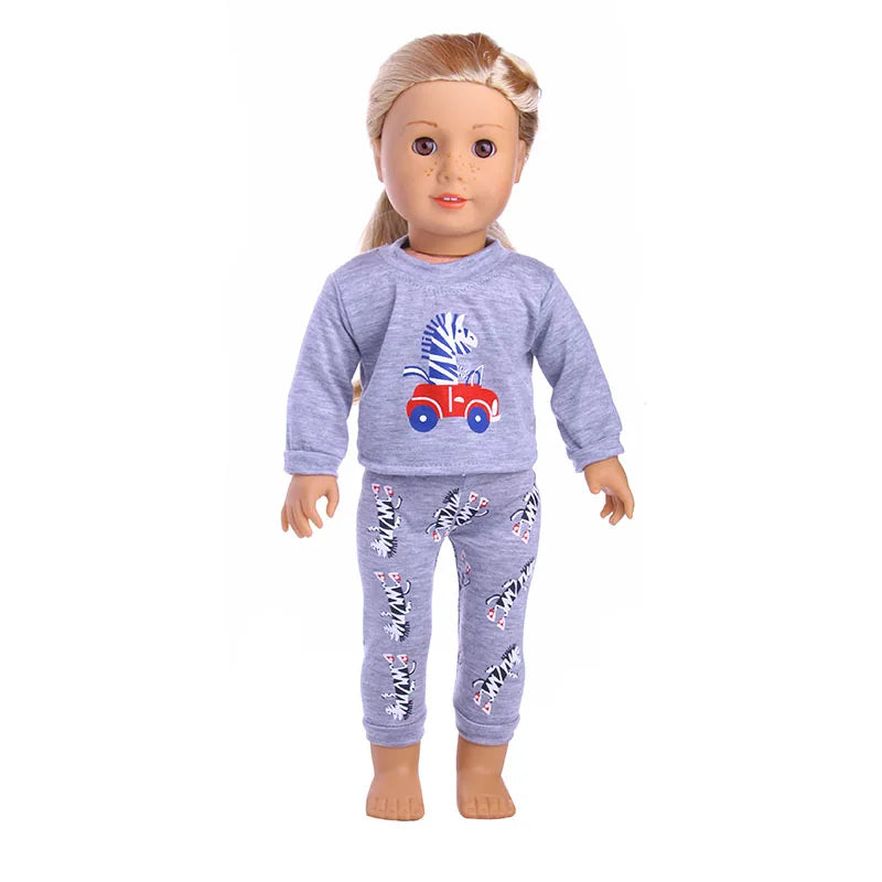 2 Pcs/Set Animal Pajamas Suit For 43 Cm Born Baby Reborn Doll Clothes Accessories 18 Inch Doll Girls Toys Our Generation Nenuco