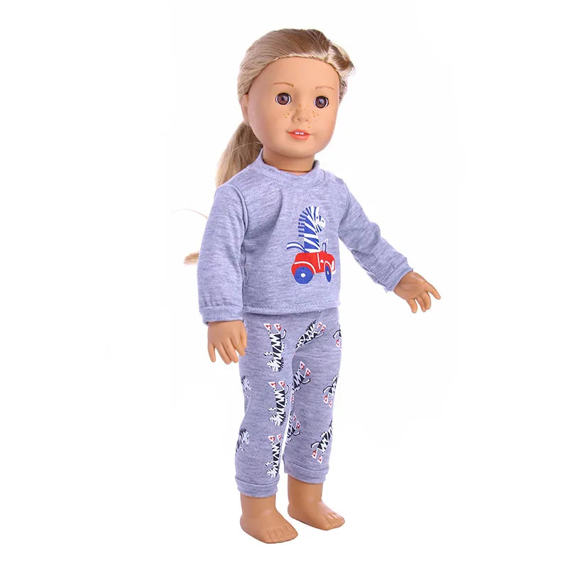 2 Pcs/Set Animal Pajamas Suit For 43 Cm Born Baby Reborn Doll Clothes Accessories 18 Inch Doll Girls Toys Our Generation Nenuco