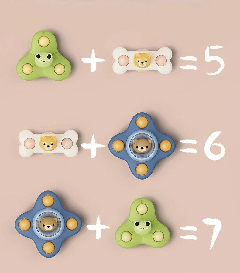 Baby Bath Toys Funny Bathing Sucker Spinner Suction Cup Cartoon Rattles Fidget Educational Toys For Children Boys Gift