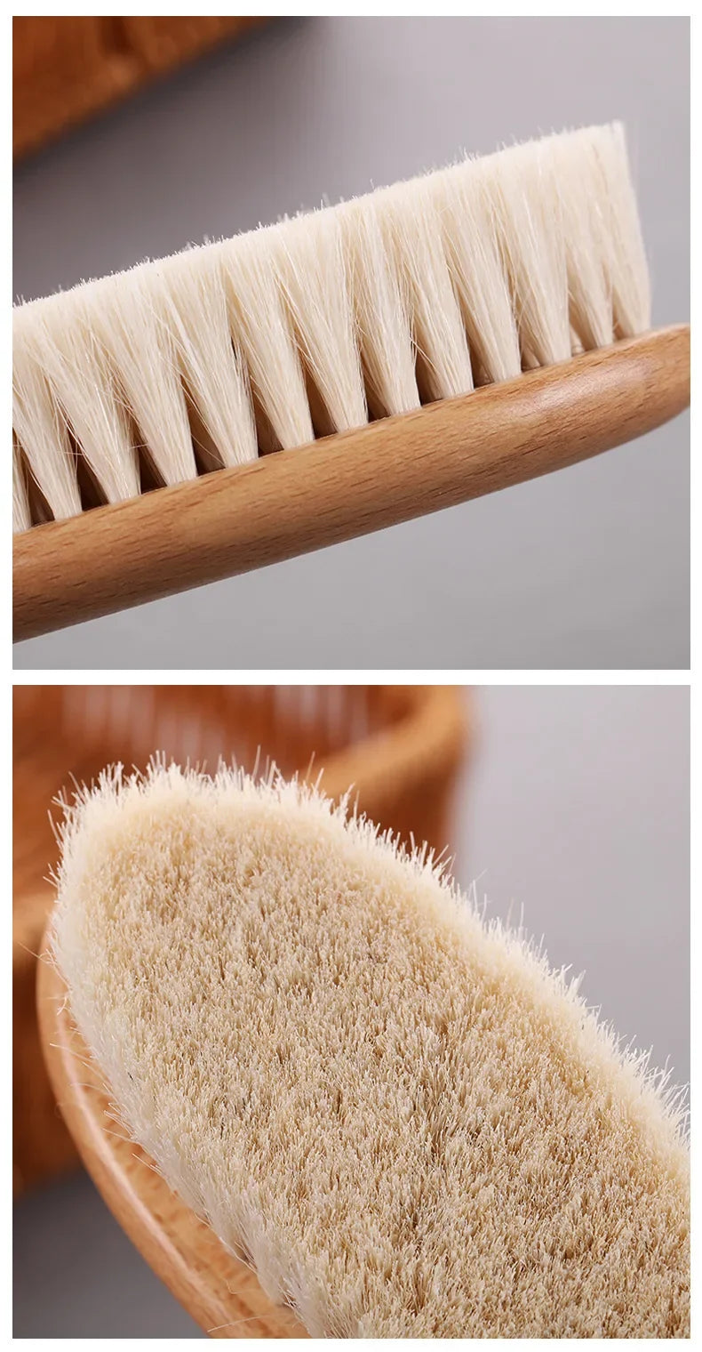 Newborn Baby Wool Baby Wooden Brush Comb Newborn Hair Brush Infant Head Massager Portable Baby Comb Hair Bath Brush Comb New