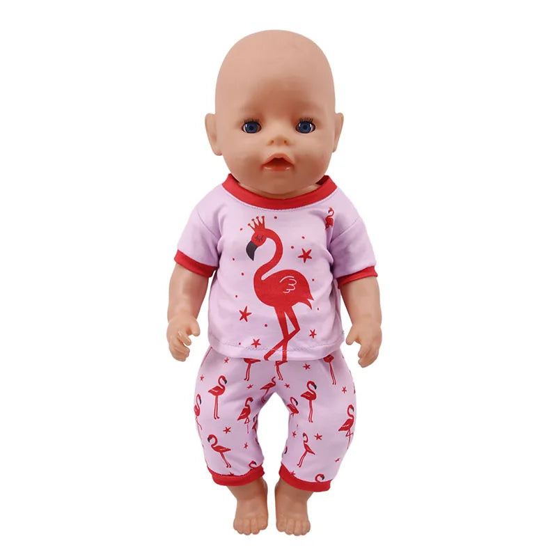 2 Pcs/Set Animal Pajamas Suit For 43 Cm Born Baby Reborn Doll Clothes Accessories 18 Inch Doll Girls Toys Our Generation Nenuco