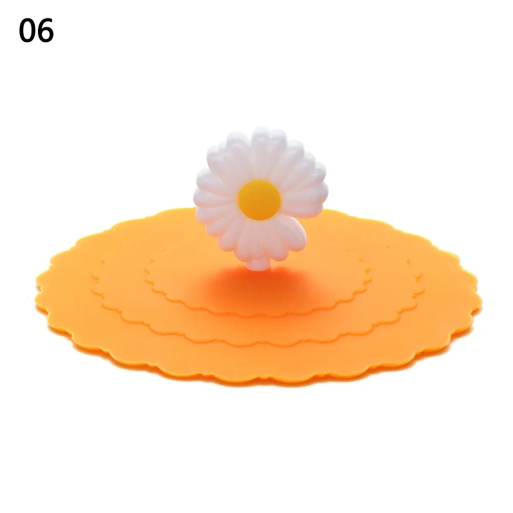 Cartoon 10cm Cute Silicone Cup Cover Heat-resistant Leak Proof Sealed Lids Cap Dustproof Cup Cover Suction Cup Cover Tea Lids