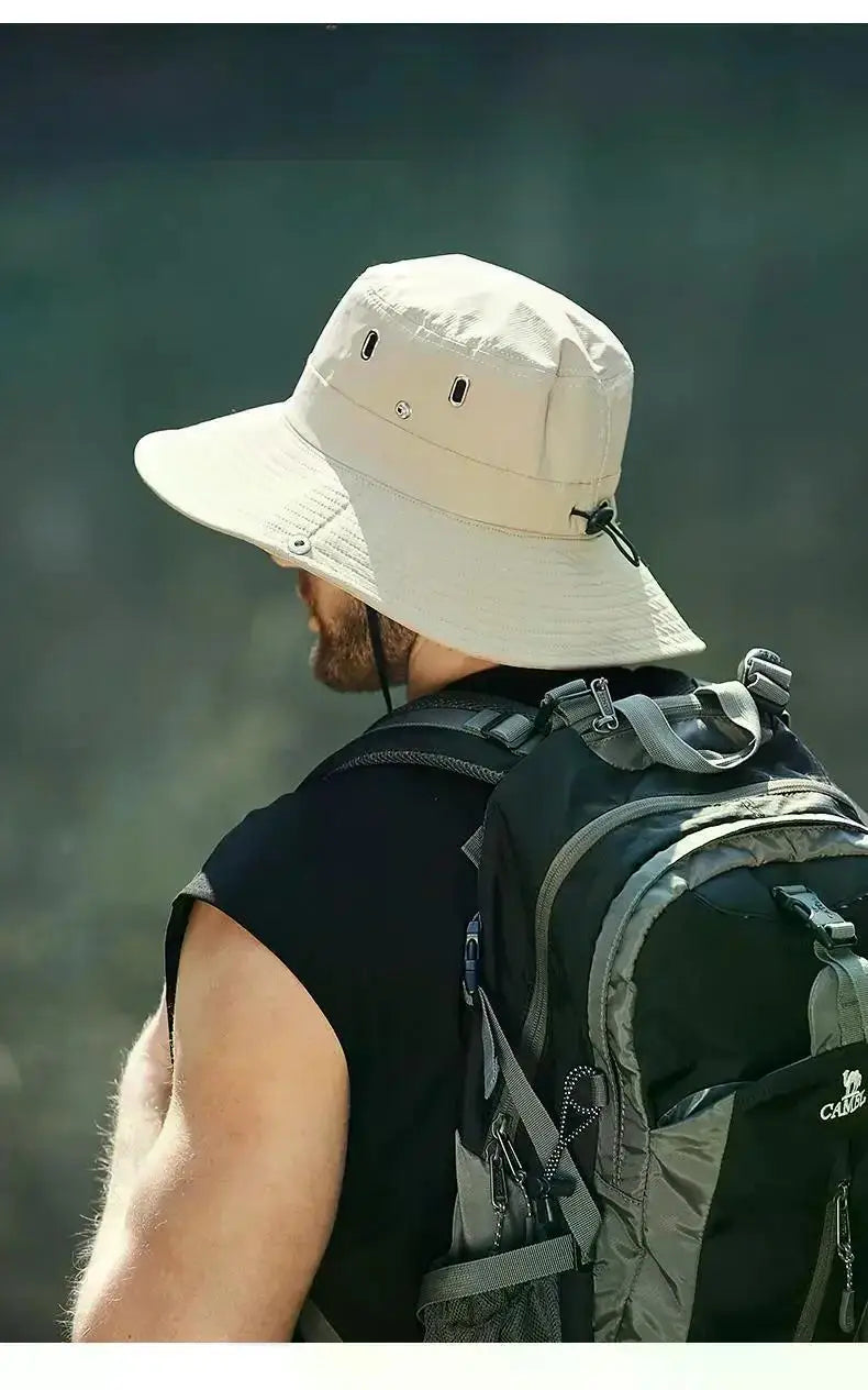 Summer Bucket Hat for Men Fisherman Cap Fishing Outdoor Sunshade Big Brim Sunscreen Riding Hiking Suncreen Sunhat