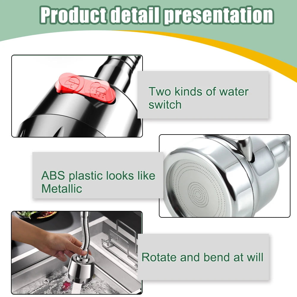 2/3Mode Faucet Extender 360Degree Rotatable Faucet Nozzle Adapter Home Water Saving Bubbler Kitchen Bathroom Faucet Accessories