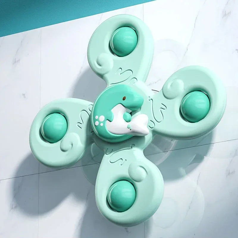 Baby Bath Toys Funny Bathing Sucker Spinner Suction Cup Cartoon Rattles Fidget Educational Toys For Children Boys Gift