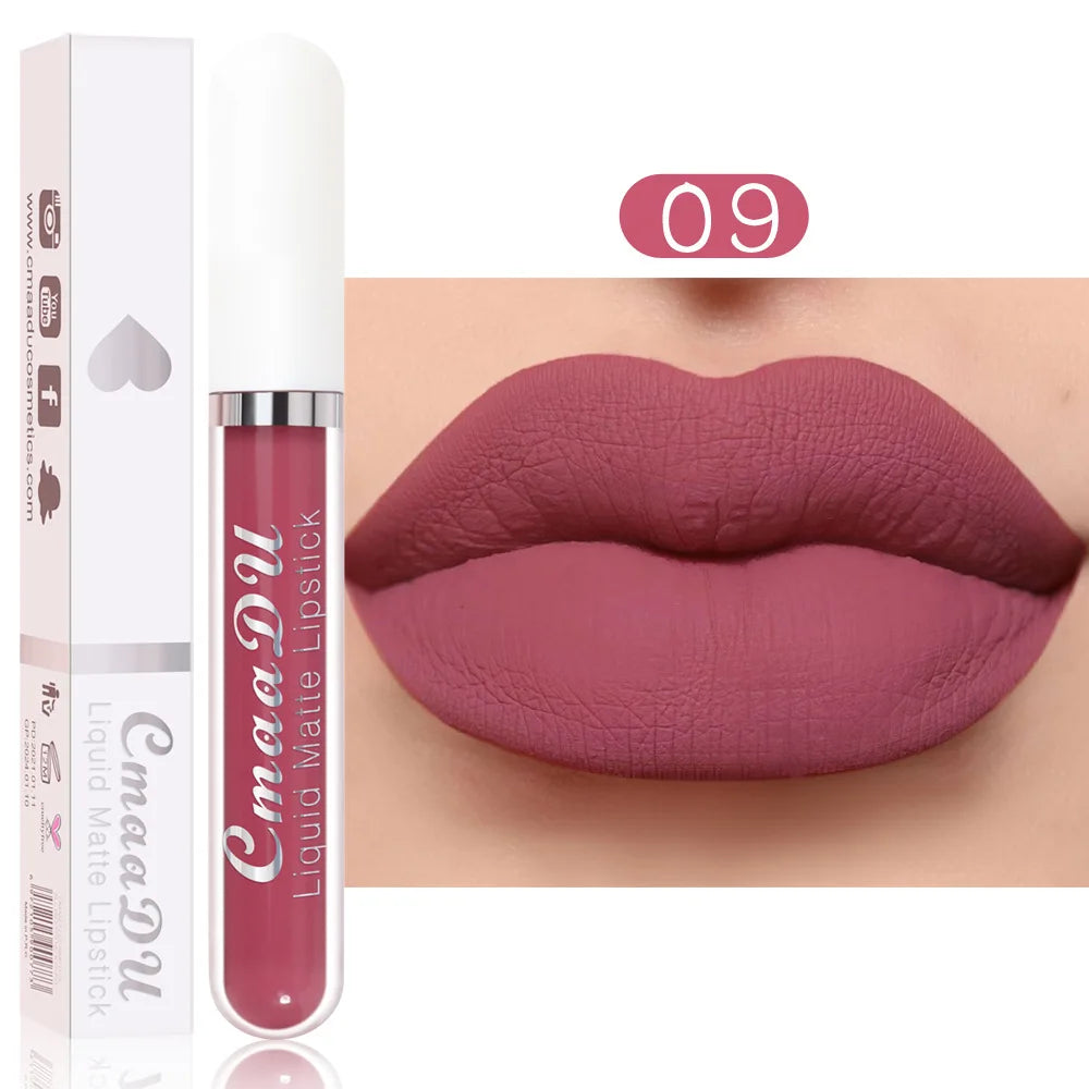 Sexy Long Lasting Velvet Matte Lip Gloss Rose Liquid Lipstick Makeup Women Beauty Red Nonstick Cup Waterproof Lip Gloss 18 Color