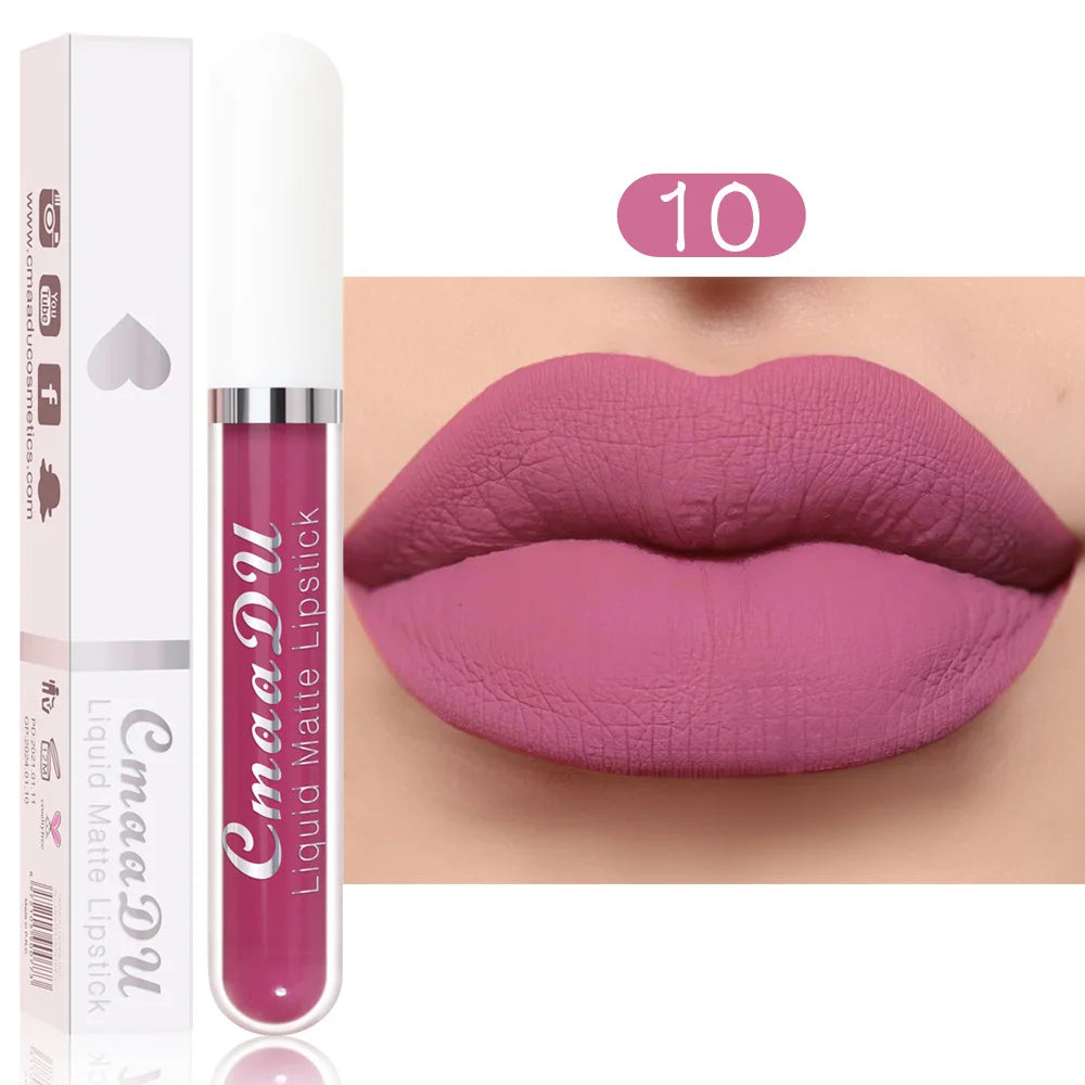 Sexy Long Lasting Velvet Matte Lip Gloss Rose Liquid Lipstick Makeup Women Beauty Red Nonstick Cup Waterproof Lip Gloss 18 Color