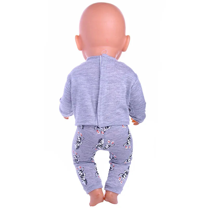 2 Pcs/Set Animal Pajamas Suit For 43 Cm Born Baby Reborn Doll Clothes Accessories 18 Inch Doll Girls Toys Our Generation Nenuco