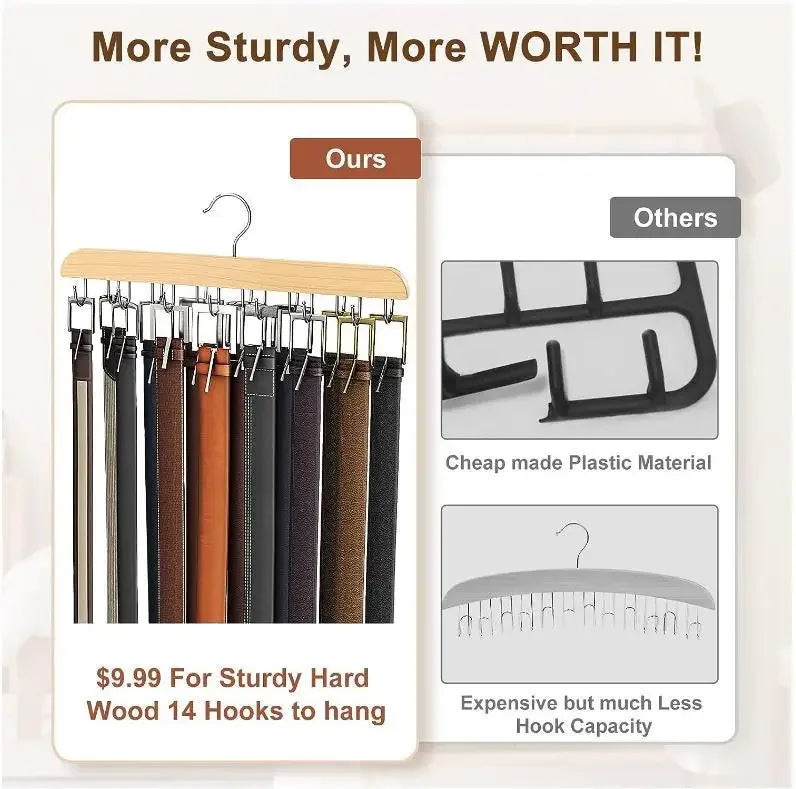 Wooden Belt Rack Women Storage Hangers for Clothes Case Home Wardrobe Accessories Supplly Scarf Organizer Men Tie Belt Hangers