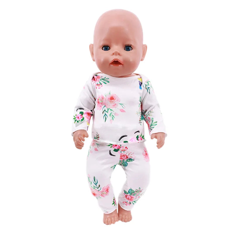 2 Pcs/Set Animal Pajamas Suit For 43 Cm Born Baby Reborn Doll Clothes Accessories 18 Inch Doll Girls Toys Our Generation Nenuco