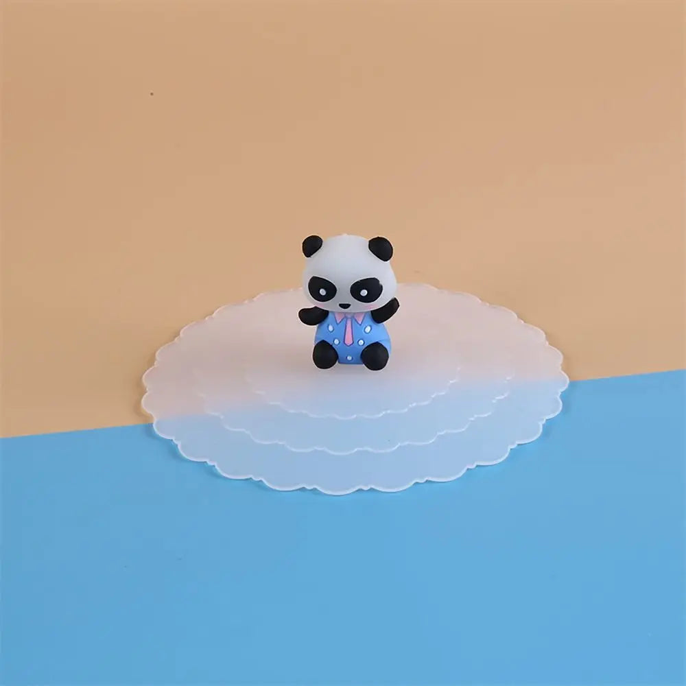 Cartoon 10cm Cute Silicone Cup Cover Heat-resistant Leak Proof Sealed Lids Cap Dustproof Cup Cover Suction Cup Cover Tea Lids