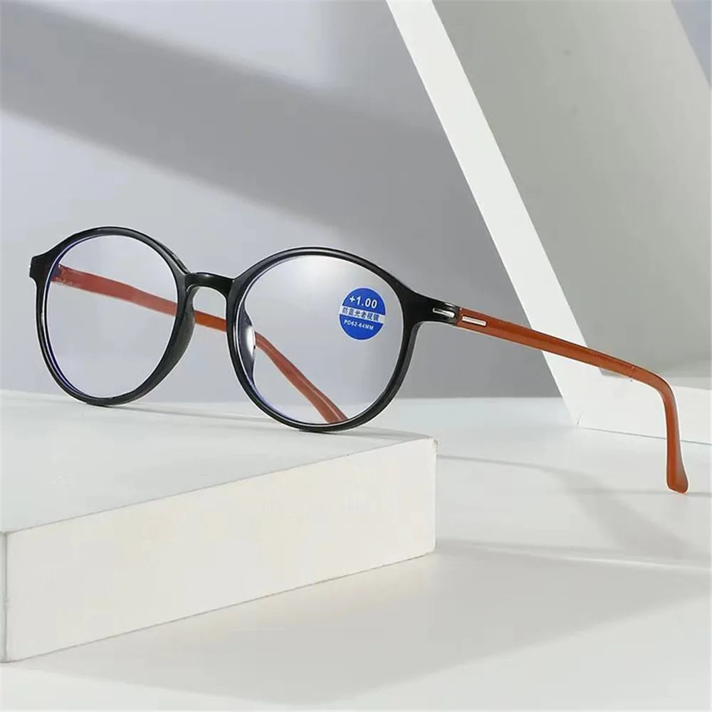 Reading Glasses Men Women Vintage Anti Blue Light Presbyopic Eyeglasses Round Full Frame Eyewear +1.0+1.5+2.0+2.5 +4.0