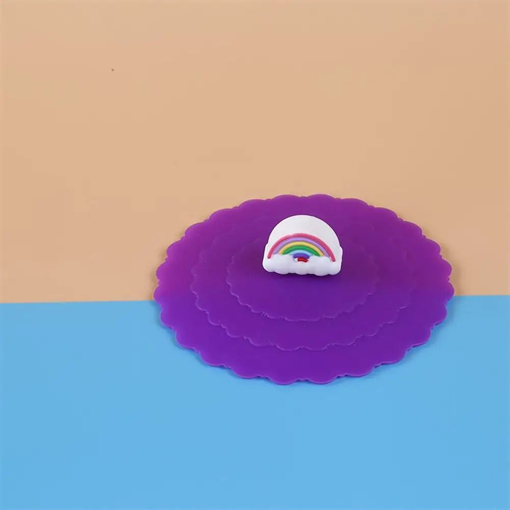 Cartoon 10cm Cute Silicone Cup Cover Heat-resistant Leak Proof Sealed Lids Cap Dustproof Cup Cover Suction Cup Cover Tea Lids