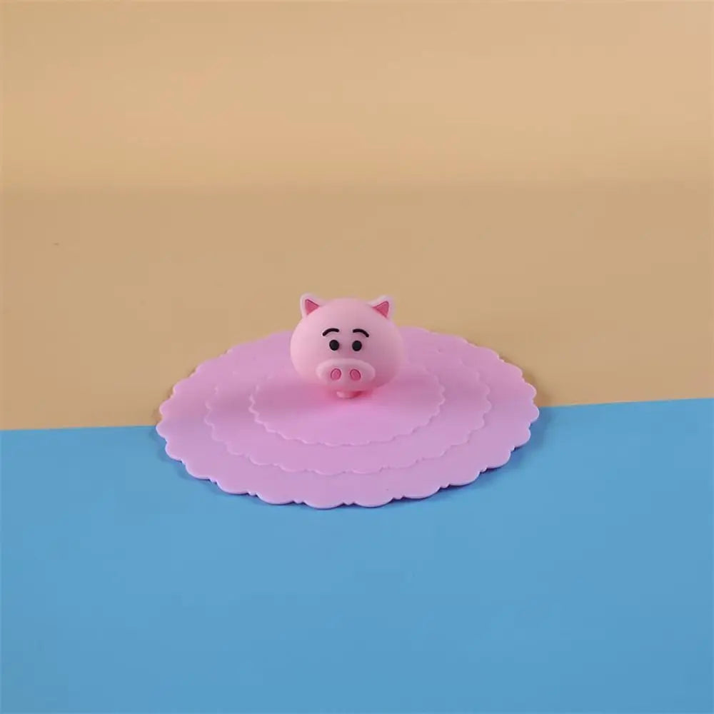 Cartoon 10cm Cute Silicone Cup Cover Heat-resistant Leak Proof Sealed Lids Cap Dustproof Cup Cover Suction Cup Cover Tea Lids