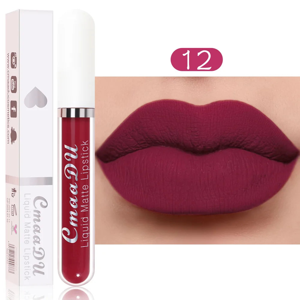 Sexy Long Lasting Velvet Matte Lip Gloss Rose Liquid Lipstick Makeup Women Beauty Red Nonstick Cup Waterproof Lip Gloss 18 Color
