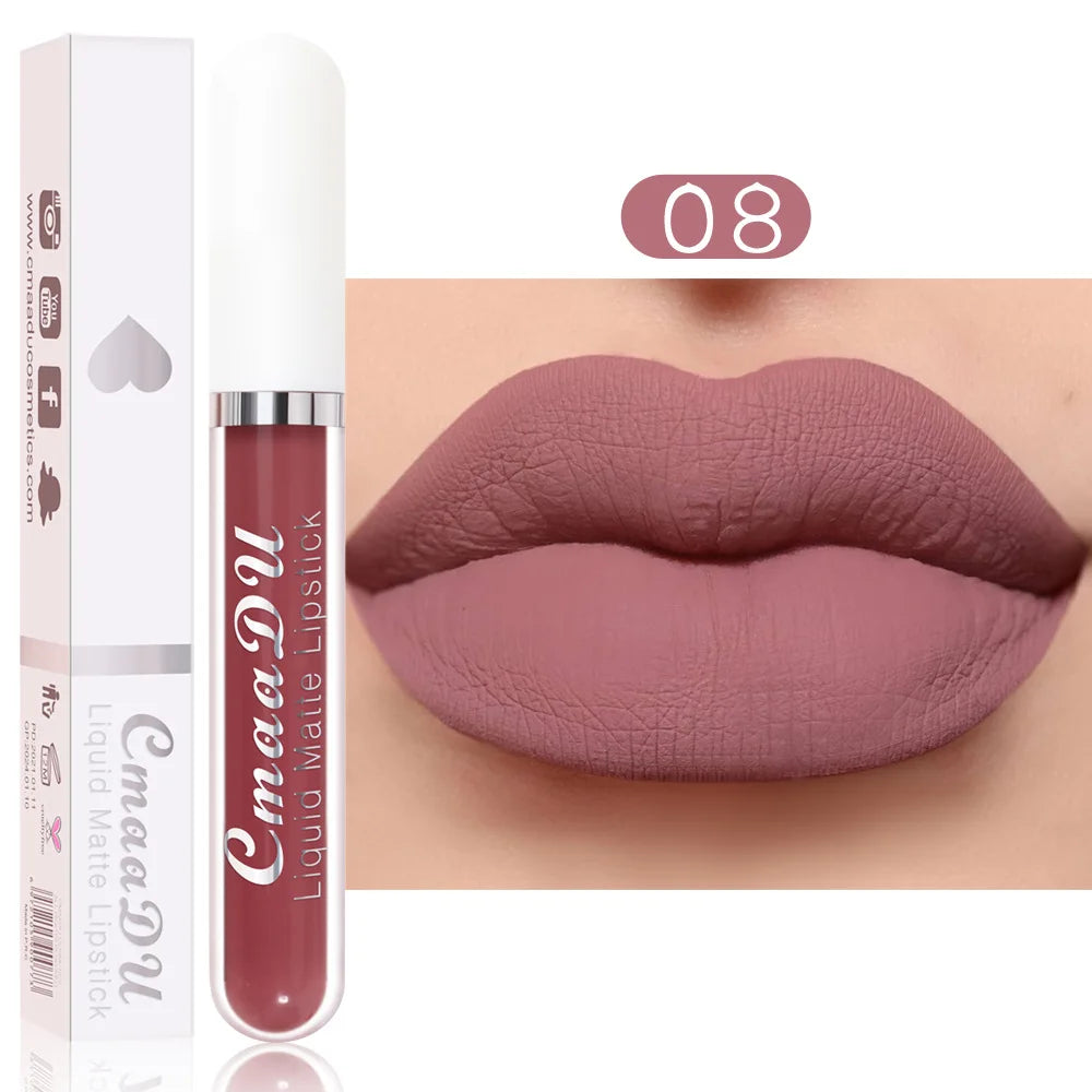 Sexy Long Lasting Velvet Matte Lip Gloss Rose Liquid Lipstick Makeup Women Beauty Red Nonstick Cup Waterproof Lip Gloss 18 Color