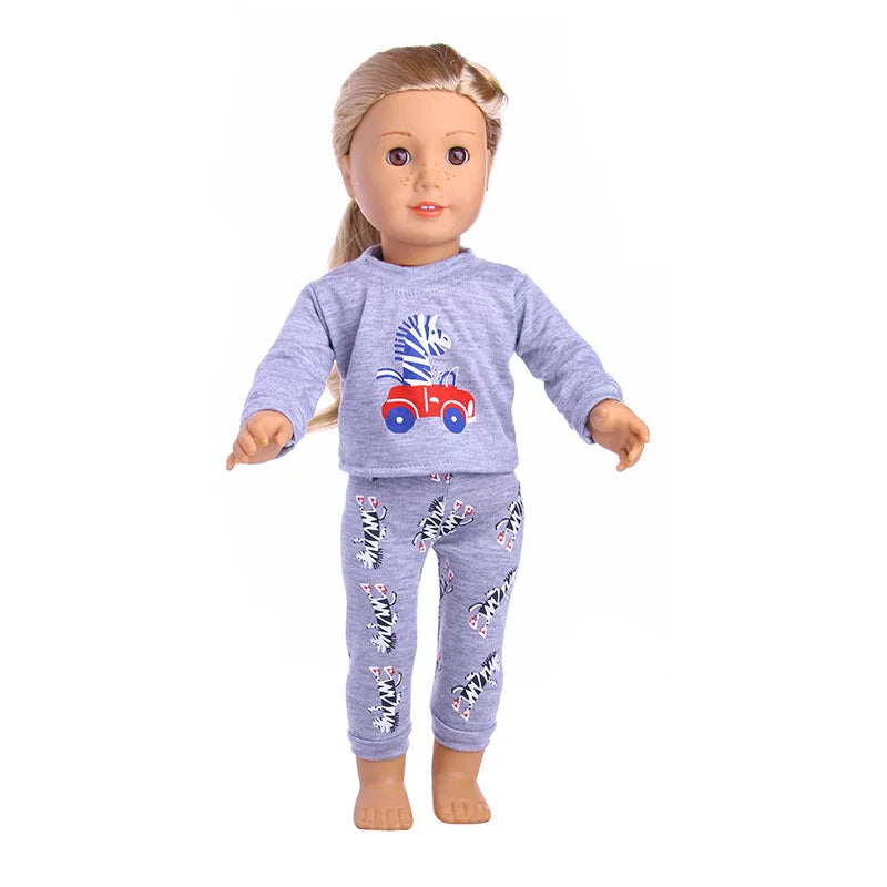 2 Pcs/Set Animal Pajamas Suit For 43 Cm Born Baby Reborn Doll Clothes Accessories 18 Inch Doll Girls Toys Our Generation Nenuco