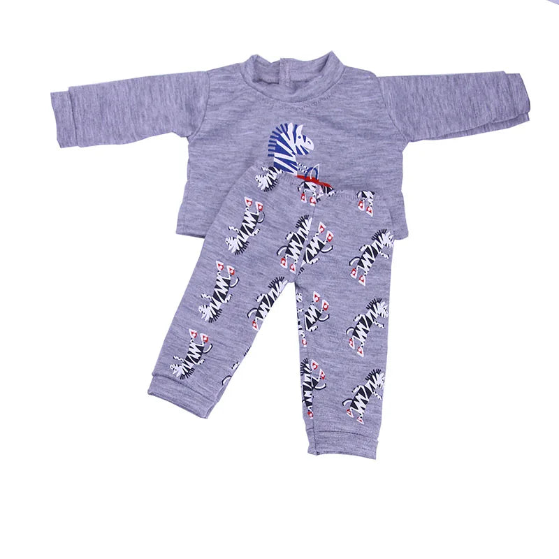 2 Pcs/Set Animal Pajamas Suit For 43 Cm Born Baby Reborn Doll Clothes Accessories 18 Inch Doll Girls Toys Our Generation Nenuco