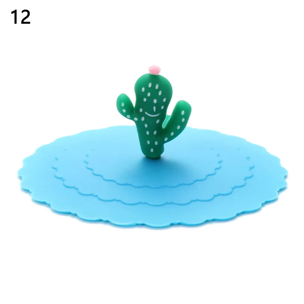 Cartoon 10cm Cute Silicone Cup Cover Heat-resistant Leak Proof Sealed Lids Cap Dustproof Cup Cover Suction Cup Cover Tea Lids