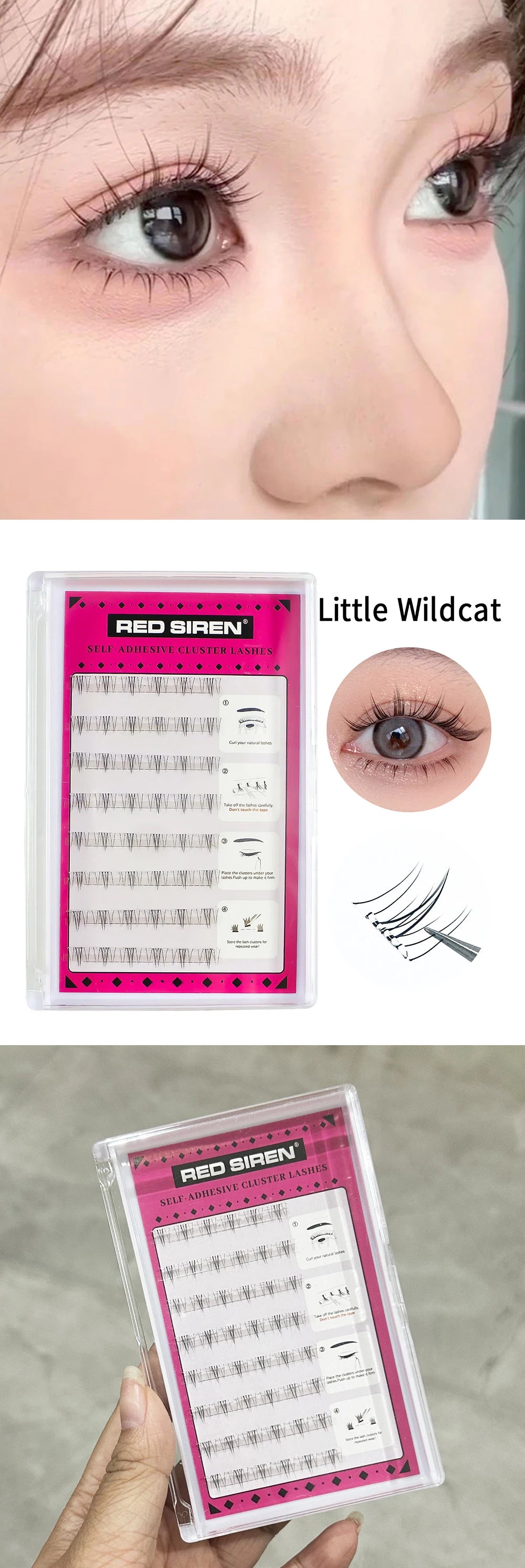 Self Adhesive Bottom Lashes No Glue Needed Reusable Under Eyelash Korean / Makeup DIY Individual Manga Lash Clusters
