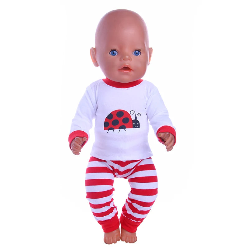 2 Pcs/Set Animal Pajamas Suit For 43 Cm Born Baby Reborn Doll Clothes Accessories 18 Inch Doll Girls Toys Our Generation Nenuco