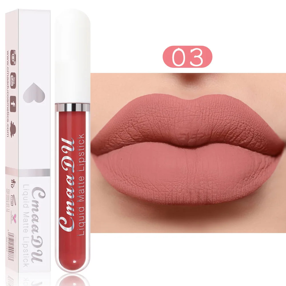 Sexy Long Lasting Velvet Matte Lip Gloss Rose Liquid Lipstick Makeup Women Beauty Red Nonstick Cup Waterproof Lip Gloss 18 Color