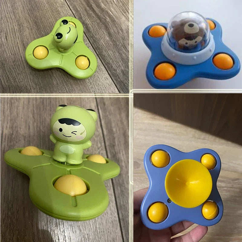 Baby Bath Toys Funny Bathing Sucker Spinner Suction Cup Cartoon Rattles Fidget Educational Toys For Children Boys Gift