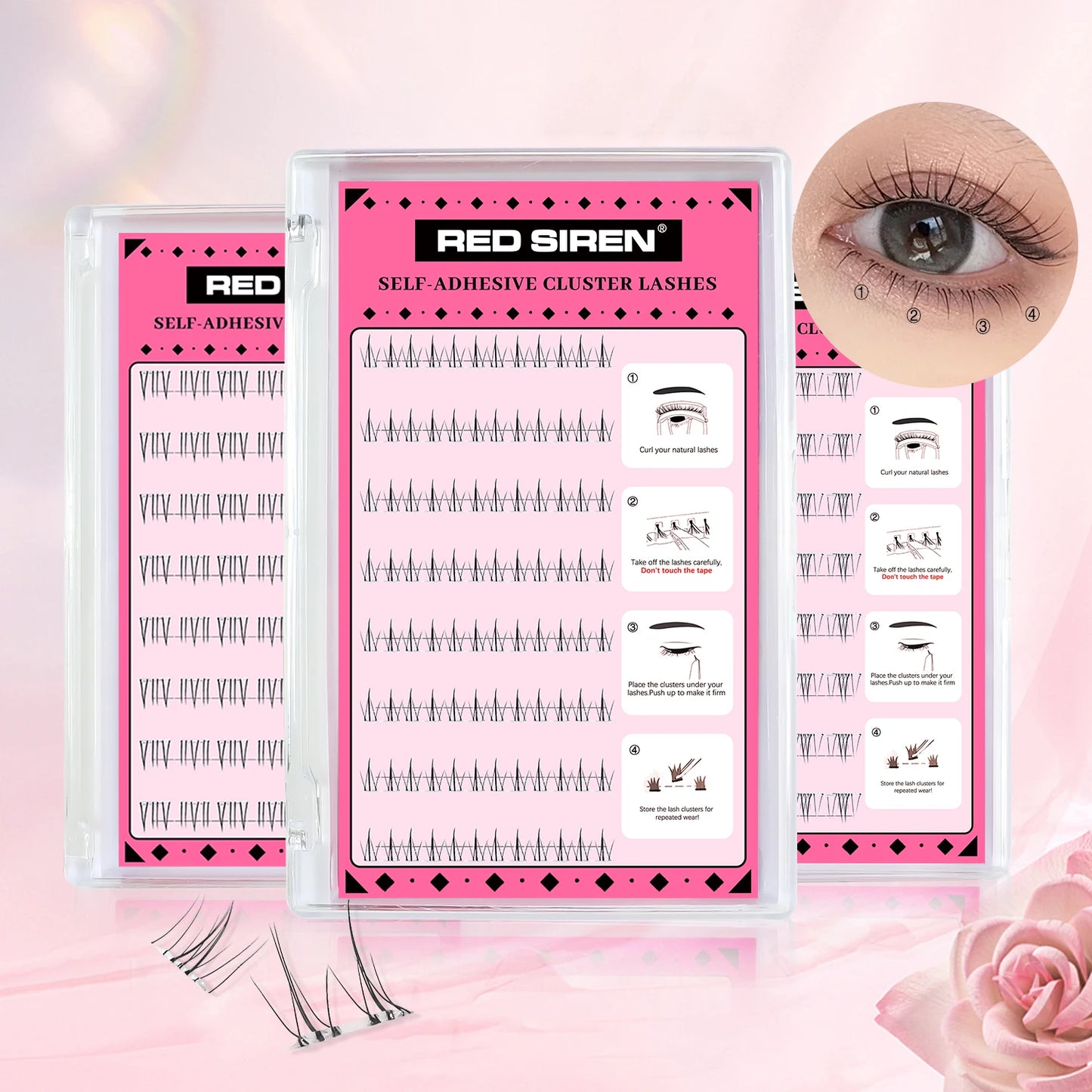 Self Adhesive Bottom Lashes No Glue Needed Reusable Under Eyelash Korean / Makeup DIY Individual Manga Lash Clusters