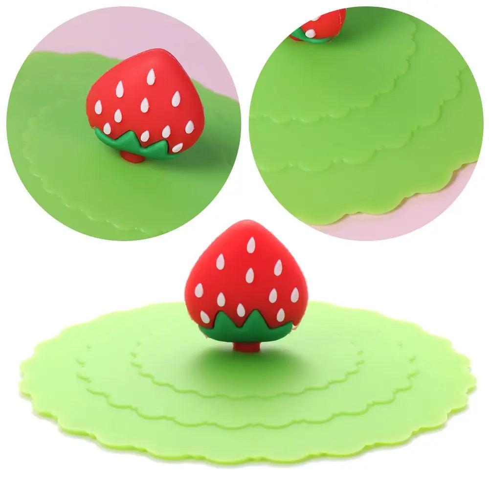 Cartoon 10cm Cute Silicone Cup Cover Heat-resistant Leak Proof Sealed Lids Cap Dustproof Cup Cover Suction Cup Cover Tea Lids