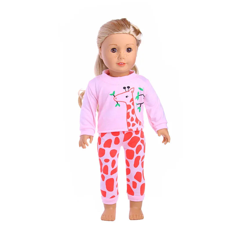 2 Pcs/Set Animal Pajamas Suit For 43 Cm Born Baby Reborn Doll Clothes Accessories 18 Inch Doll Girls Toys Our Generation Nenuco
