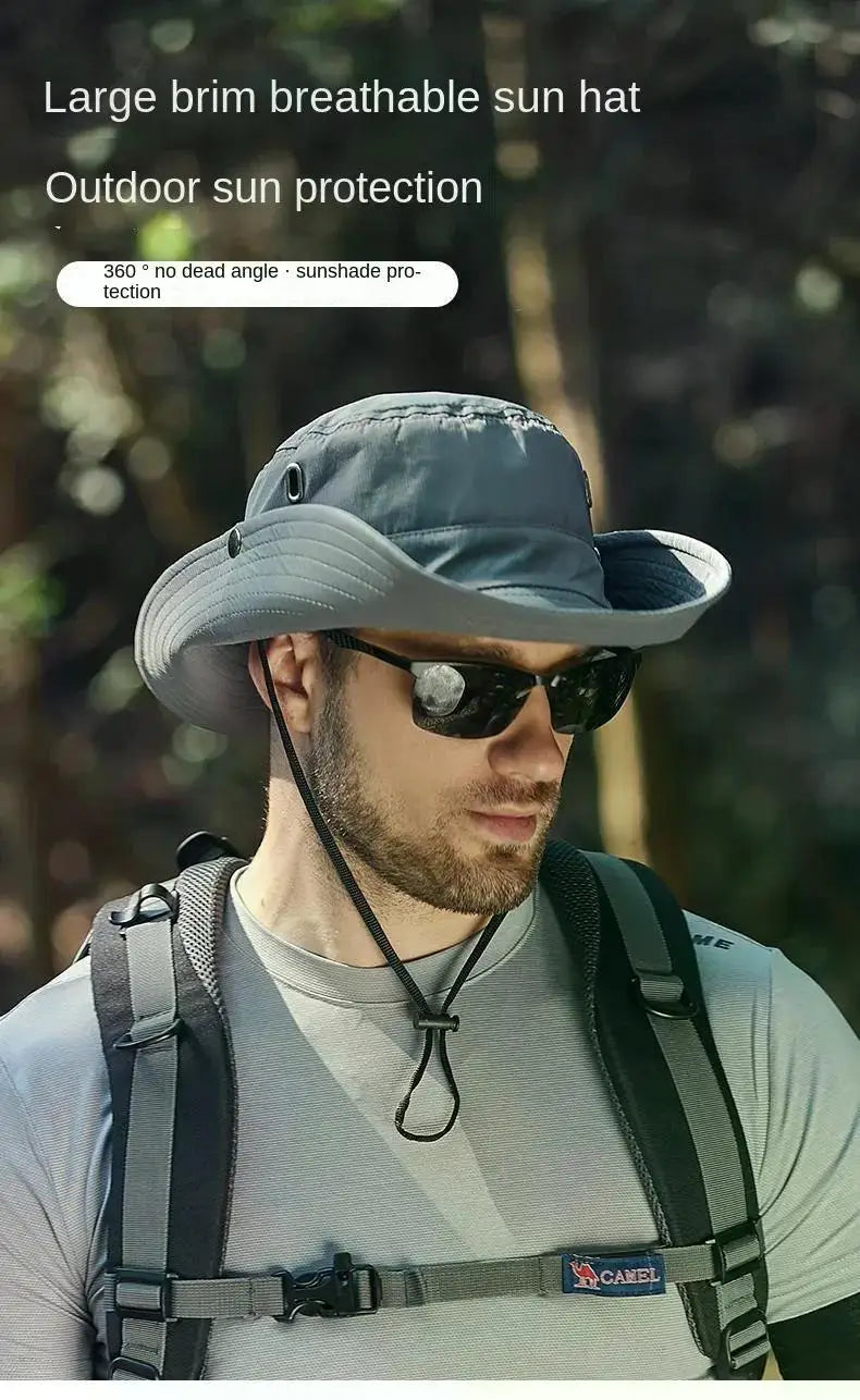 Summer Bucket Hat for Men Fisherman Cap Fishing Outdoor Sunshade Big Brim Sunscreen Riding Hiking Suncreen Sunhat