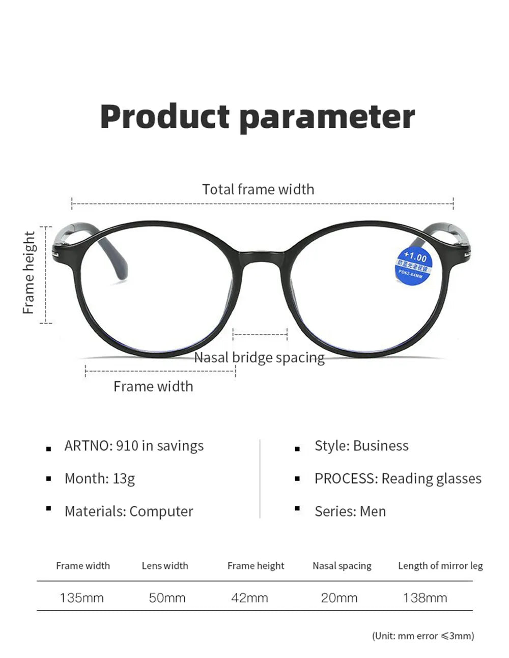 Reading Glasses Men Women Vintage Anti Blue Light Presbyopic Eyeglasses Round Full Frame Eyewear +1.0+1.5+2.0+2.5 +4.0