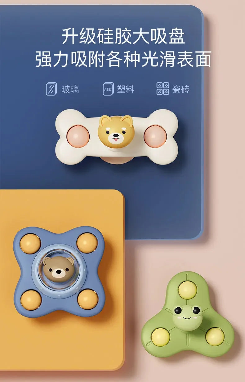 Baby Bath Toys Funny Bathing Sucker Spinner Suction Cup Cartoon Rattles Fidget Educational Toys For Children Boys Gift