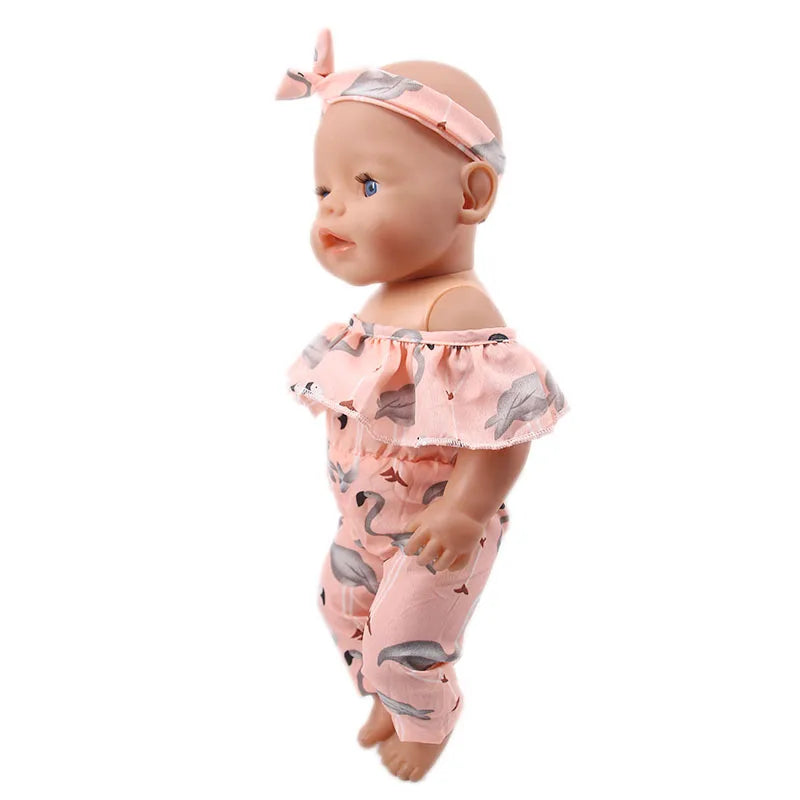 2 Pcs/Set Animal Pajamas Suit For 43 Cm Born Baby Reborn Doll Clothes Accessories 18 Inch Doll Girls Toys Our Generation Nenuco