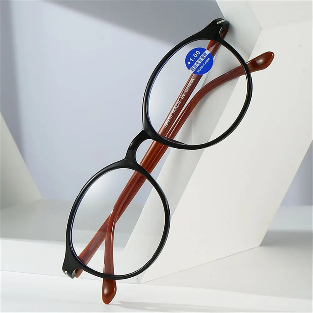 Reading Glasses Men Women Vintage Anti Blue Light Presbyopic Eyeglasses Round Full Frame Eyewear +1.0+1.5+2.0+2.5 +4.0