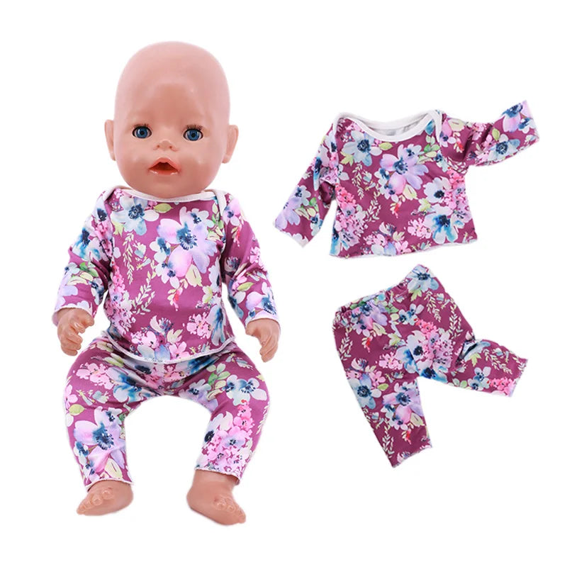 2 Pcs/Set Animal Pajamas Suit For 43 Cm Born Baby Reborn Doll Clothes Accessories 18 Inch Doll Girls Toys Our Generation Nenuco