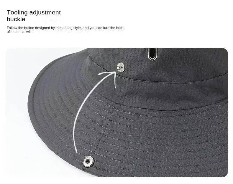 Summer Bucket Hat for Men Fisherman Cap Fishing Outdoor Sunshade Big Brim Sunscreen Riding Hiking Suncreen Sunhat