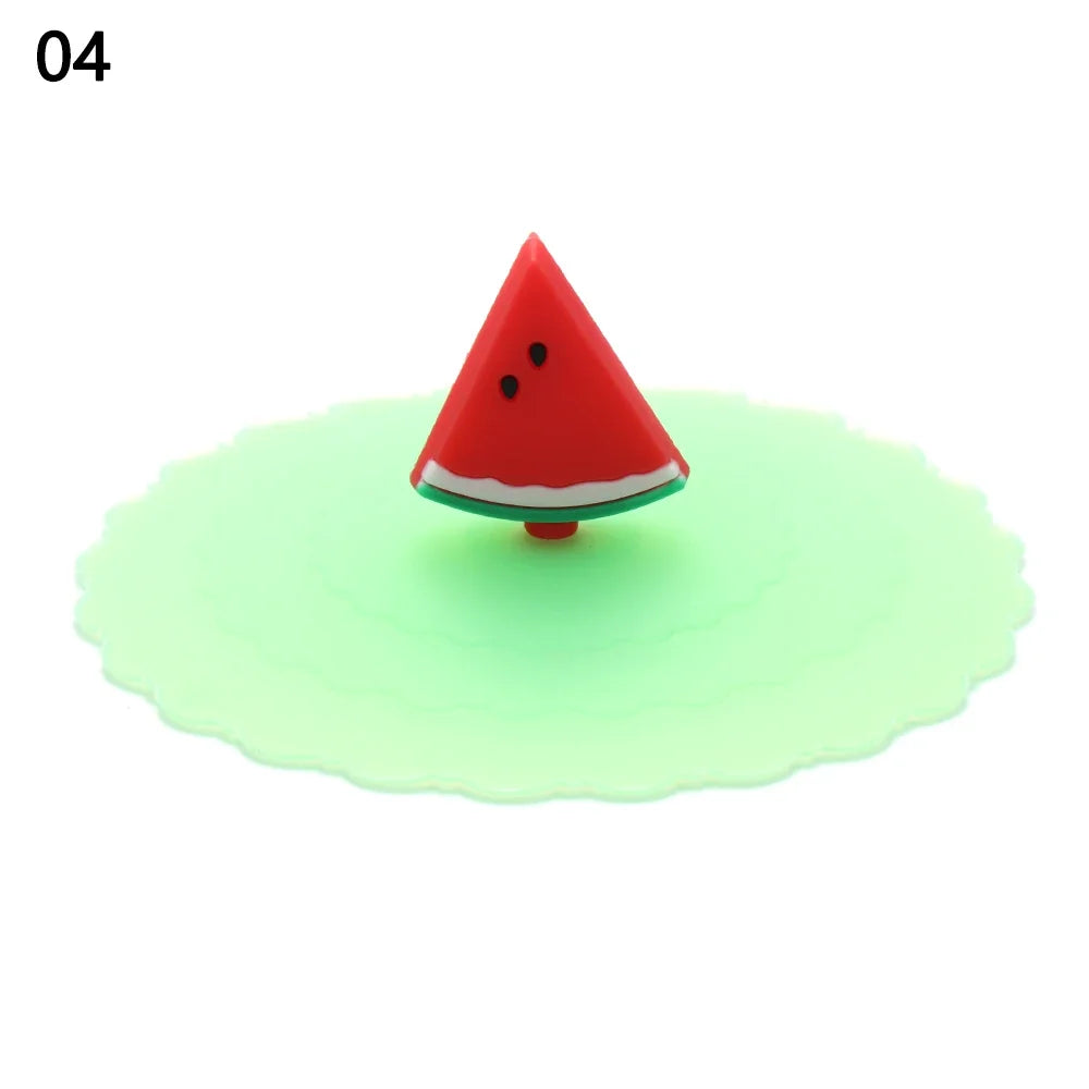 Cartoon 10cm Cute Silicone Cup Cover Heat-resistant Leak Proof Sealed Lids Cap Dustproof Cup Cover Suction Cup Cover Tea Lids