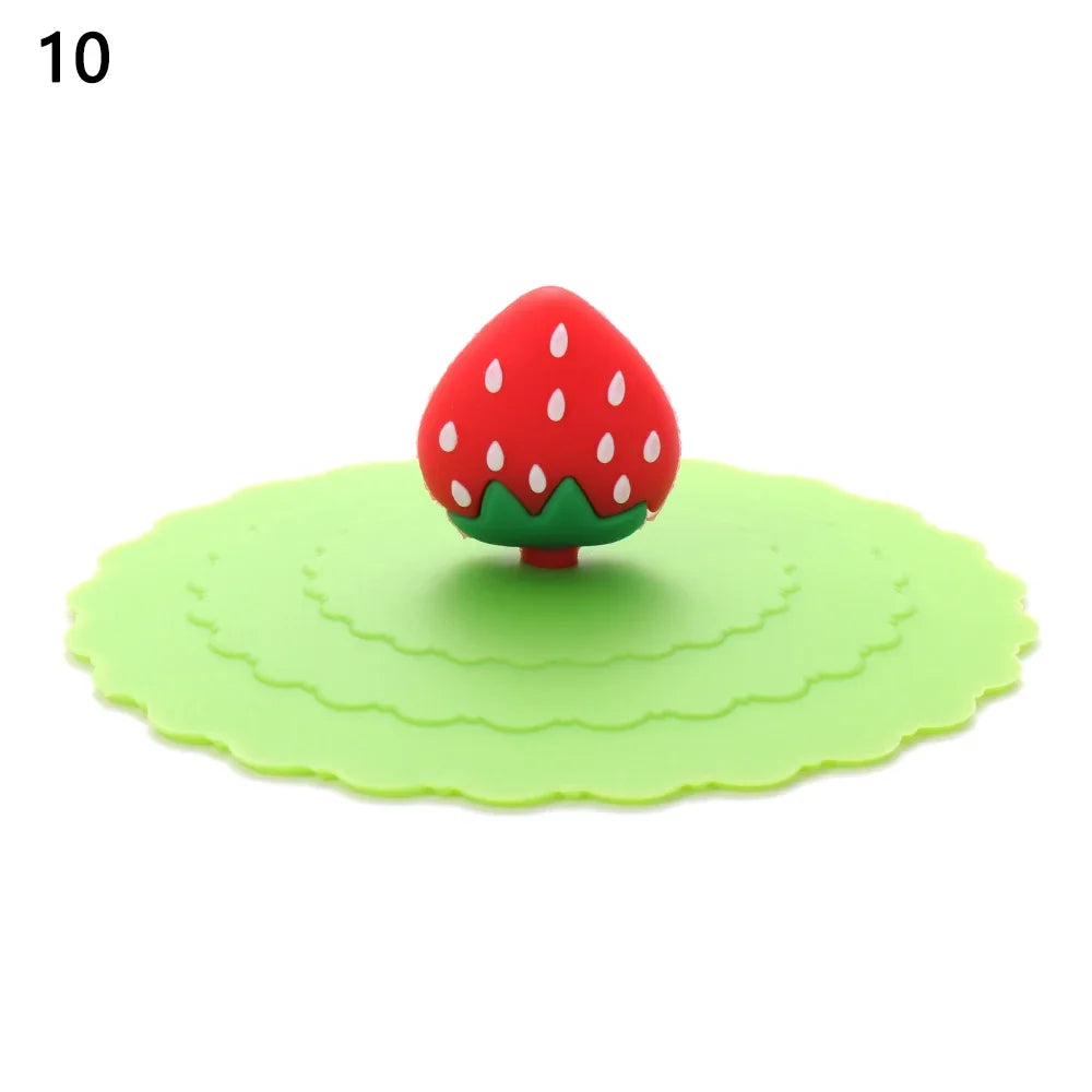 Cartoon 10cm Cute Silicone Cup Cover Heat-resistant Leak Proof Sealed Lids Cap Dustproof Cup Cover Suction Cup Cover Tea Lids
