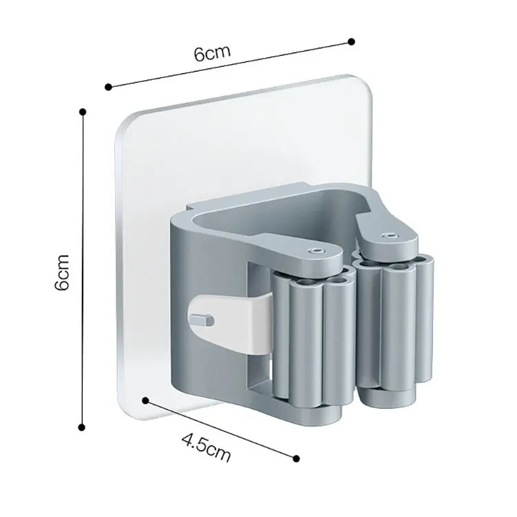 4pcs Wall Mounted Plastic Hanging Mop Storage Rack Punch-Free Clip Hook Space Saving for Broom and Mop Storage