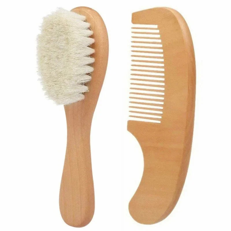 Newborn Baby Wool Baby Wooden Brush Comb Newborn Hair Brush Infant Head Massager Portable Baby Comb Hair Bath Brush Comb New
