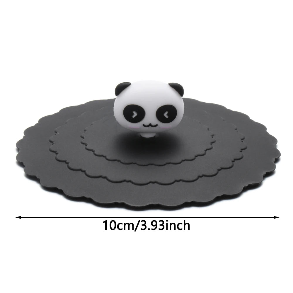 Cartoon 10cm Cute Silicone Cup Cover Heat-resistant Leak Proof Sealed Lids Cap Dustproof Cup Cover Suction Cup Cover Tea Lids