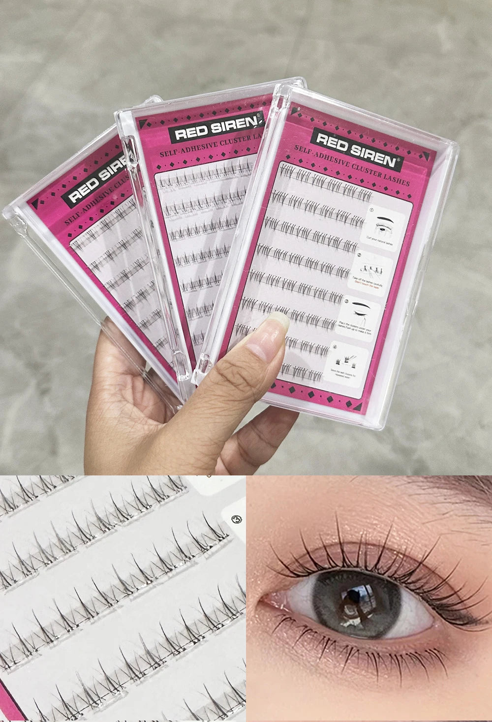 Self Adhesive Bottom Lashes No Glue Needed Reusable Under Eyelash Korean / Makeup DIY Individual Manga Lash Clusters