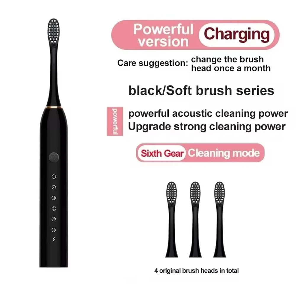 Electric Ultrasonic Toothbrush Six Speed Mode Home Soft Hair USB Charging Waterproof Adult Tooth Cleaner Automatic Couple Set