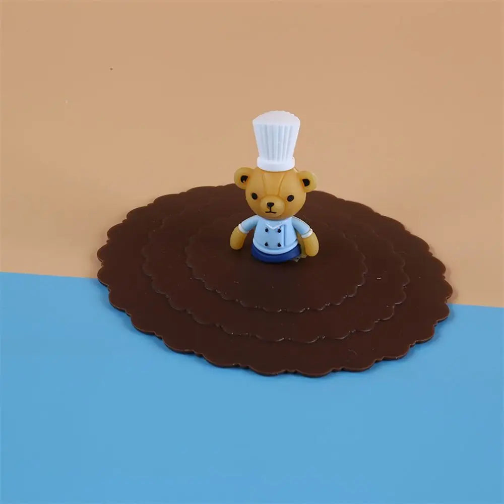 Cartoon 10cm Cute Silicone Cup Cover Heat-resistant Leak Proof Sealed Lids Cap Dustproof Cup Cover Suction Cup Cover Tea Lids