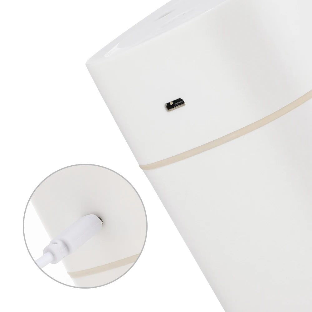 USB Cool Mist Sprayer Portable 600ml Electric Air Humidifier Aroma Oil Diffuser with Colorful Night Light for Home Car