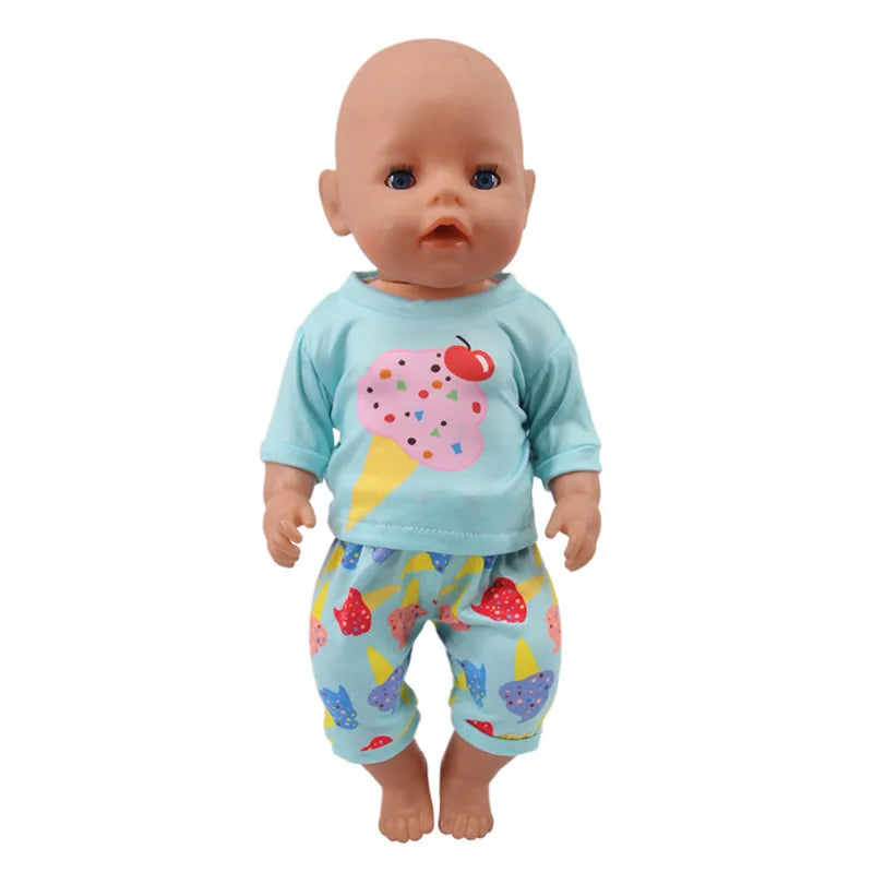 2 Pcs/Set Animal Pajamas Suit For 43 Cm Born Baby Reborn Doll Clothes Accessories 18 Inch Doll Girls Toys Our Generation Nenuco