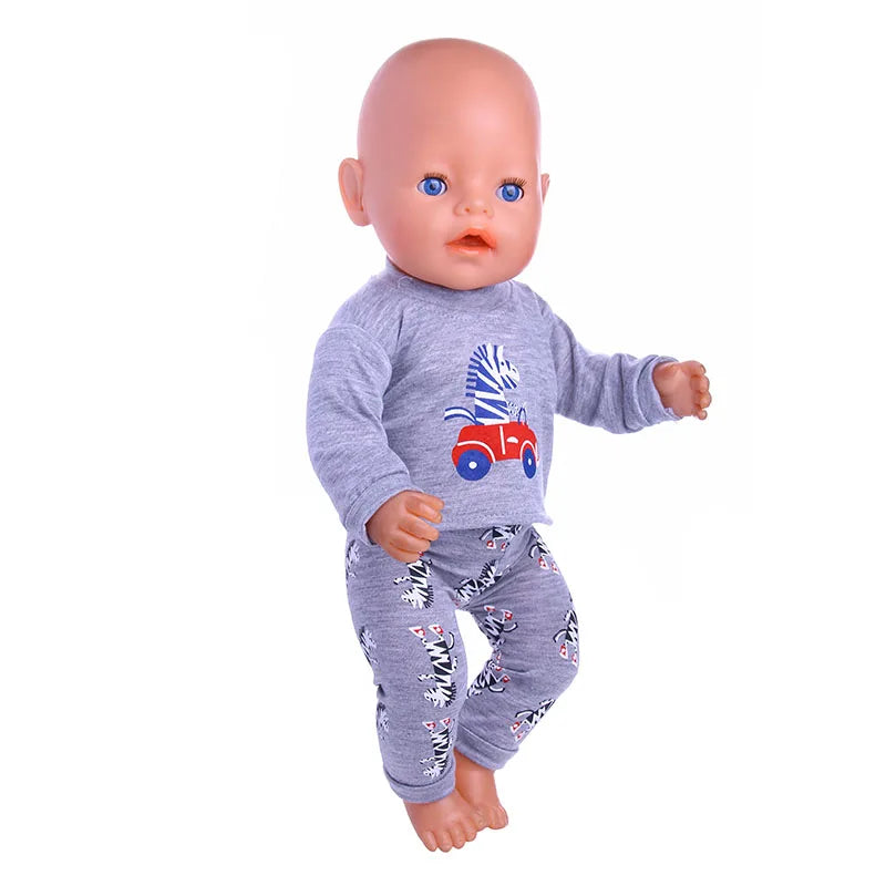 2 Pcs/Set Animal Pajamas Suit For 43 Cm Born Baby Reborn Doll Clothes Accessories 18 Inch Doll Girls Toys Our Generation Nenuco