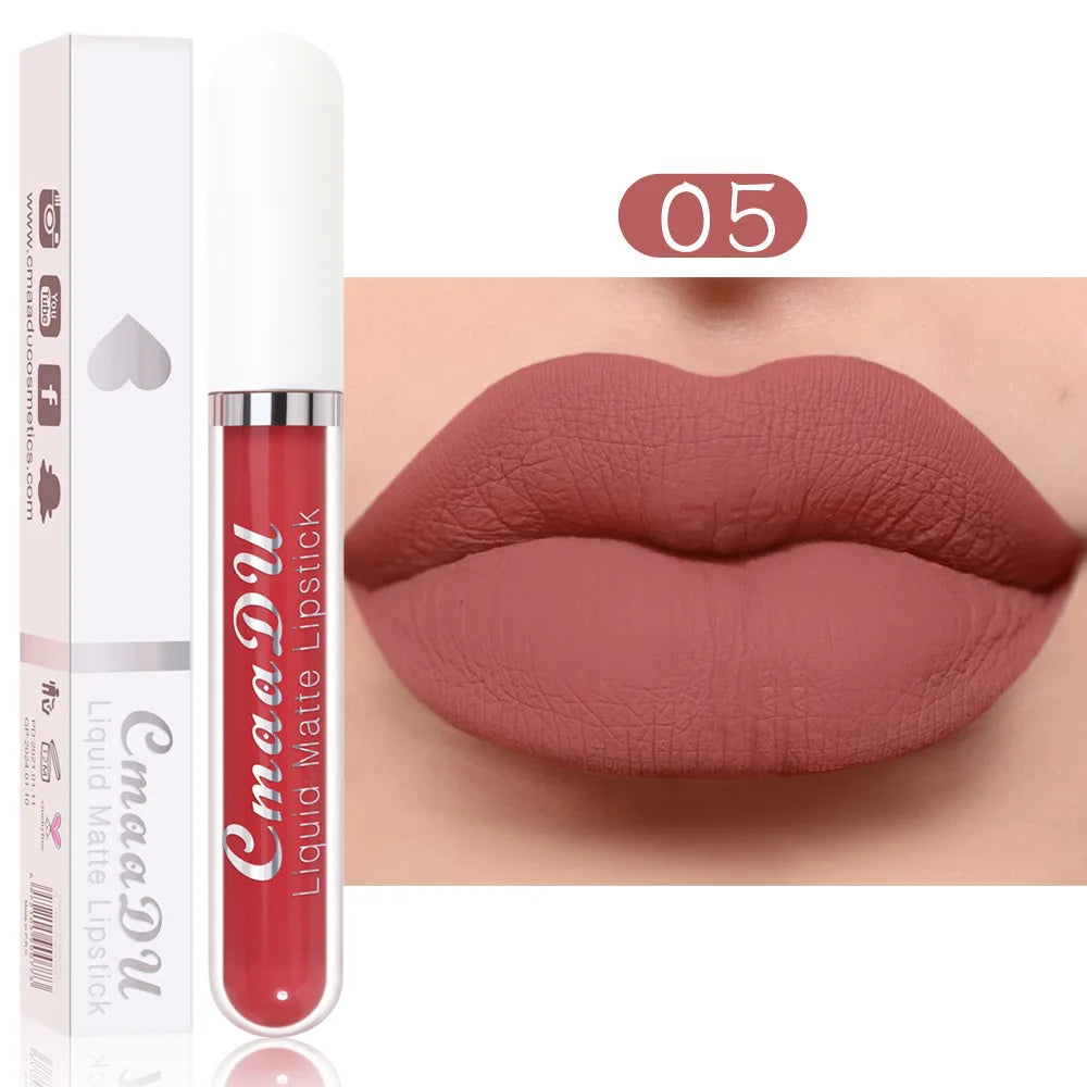 Sexy Long Lasting Velvet Matte Lip Gloss Rose Liquid Lipstick Makeup Women Beauty Red Nonstick Cup Waterproof Lip Gloss 18 Color